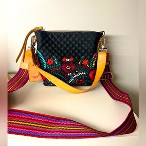 Consuela wedge crossbody black quilted